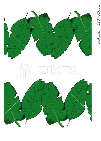 Tropical leaf seamless border frame pattern horizontal. Floral design background. vector illustration in graphic 130702631