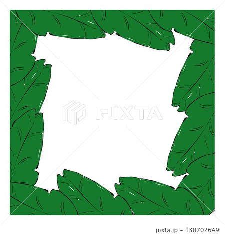 tropical leaves square border frame in graphic. Vector illustration with beautiful amazon rainforest tropic plants. Summer, travelling designs, posters and wallpapers. 130702649