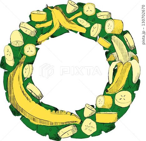 summer vibes banana frame round circle party beach, graphic vector illustration template 130702670