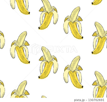 Bananas fruit seamless graphic pattern. Food background. Vector cartoon illustration. Bananas fruit seamless graphic pattern. Food background. Vector cartoon illustration. 130702691