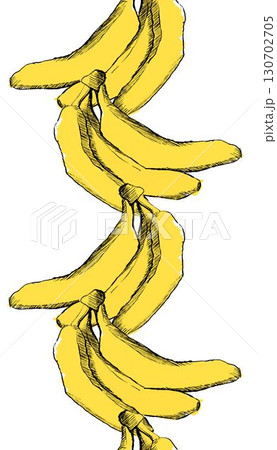 Vector banana seamless pattern vertical border for tropical banner design. Banana background. graphic hand-drawn crayons fruit backdrop. Bananas ornament. 130702705