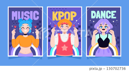 Flat Modern Visuals for Fandom and Kpop Culture Vertical Cards 130702736