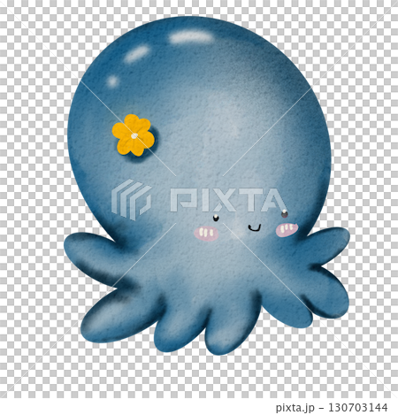 cute baby squid with yellow flower cute baby squid with yellow flower 130703144
