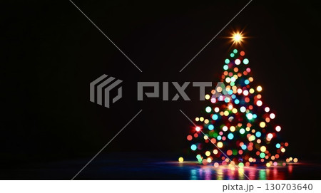 Festive Christmas tree glowing lights winter holiday celebration Festive Christmas tree glowing lights winter holiday celebration 130703640