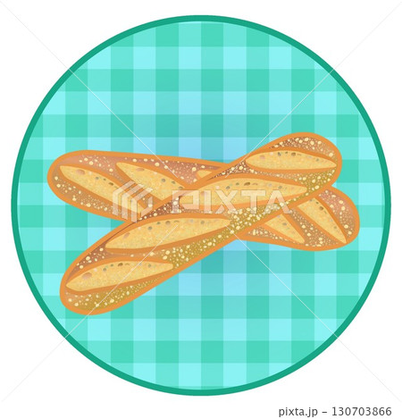 円形背景つきフランスパンのイラスト 130703866