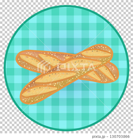 円形背景つきフランスパンのイラスト 130703866