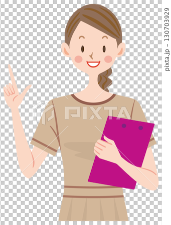 説明する看護師のイラスト　化粧品の販売員　エステシャン 130703929