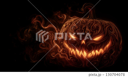 Sinister Glowing Jack-O'-Lantern in Smoke 130704078
