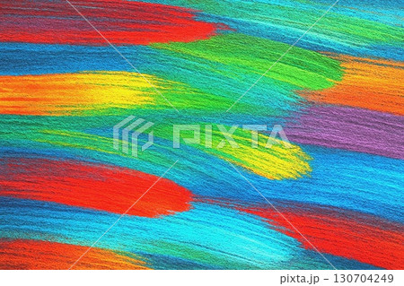 カラフル絵の具テクスチャ背景　レインボー筆跡・グラデーション・抽象アート素材 130704249