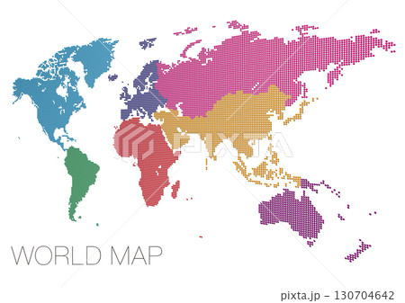 アフリカ中心のドット世界地図 地域分け アフリカ中心のドット世界地図 地域分け 130704642