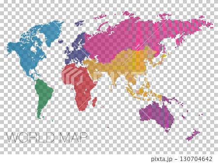 アフリカ中心のドット世界地図 地域分け アフリカ中心のドット世界地図 地域分け 130704642