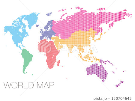 アフリカ中心のドット世界地図 地域分け 130704643