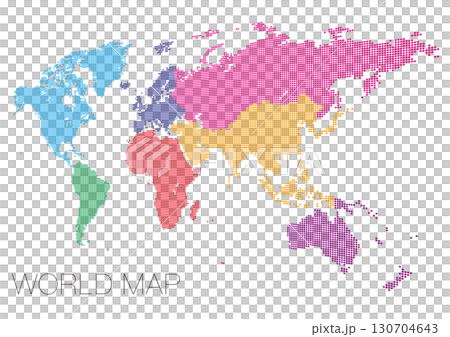 アフリカ中心のドット世界地図 地域分け 130704643