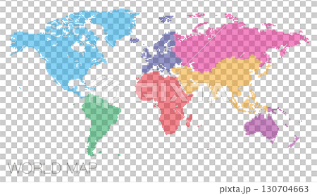 Africa-centered dotted world map divided into regions Africa-centered dotted world map divided into regions 130704663