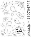 Halloween coloring page with ghost and pumpkin 130704747