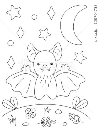 Halloween coloring page with cute flying bat Halloween coloring page with cute flying bat 130704758