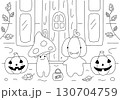 Halloween Coloring page with pumpkin, fly agaric 130704759