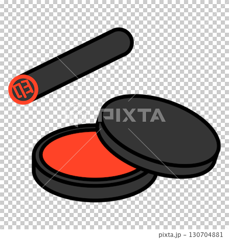 印鑑と朱肉 130704881