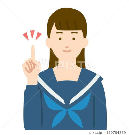 女子学生の指差しイラスト 130704889