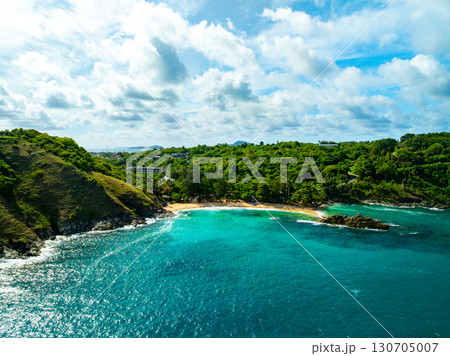 Top view Seashore at Phuket Thailand beautiful seacoast and sea in summer season, Nature environment and Travel background 130705007