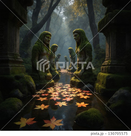 灯篭にかかる紅葉 130705575