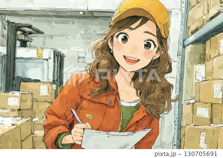 美優シリーズ：食品物流 冷蔵庫内で作業する美優 130705691