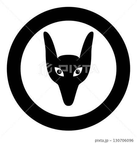 Head jackal icon in circle round black color vector illustration image solid outline style 130706096