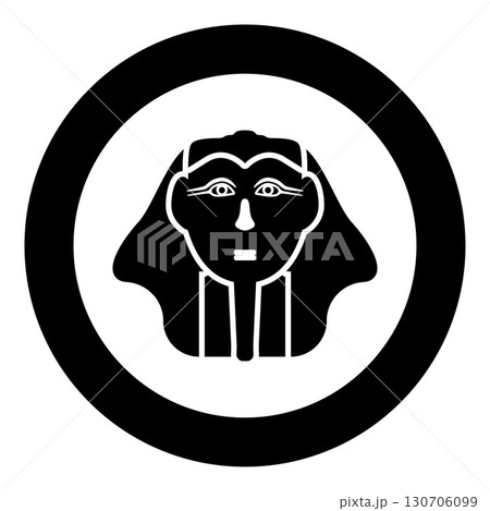 Head pharaoh cop faro mask icon in circle round black color vector illustration image solid outline style Head pharaoh cop faro mask icon in circle round black color vector illustration image solid outline style 130706099