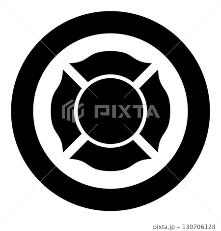 Firefighter cross Malta emblem fire fighter dept icon in circle round black color vector illustration image solid outline style Firefighter cross Malta emblem fire fighter dept icon in circle round black color vector illustration image solid outline style 130706128