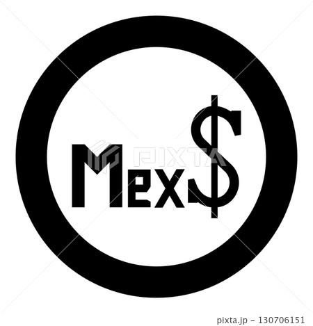 Mexico peso Currency MXN Mexican pesos dollar money MX$ icon in circle round black color vector illustration image solid outline style 130706151