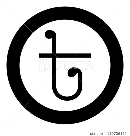 Symbol Taka Bangladeshi currency sign icon in circle round black color vector illustration image solid outline style 130706153