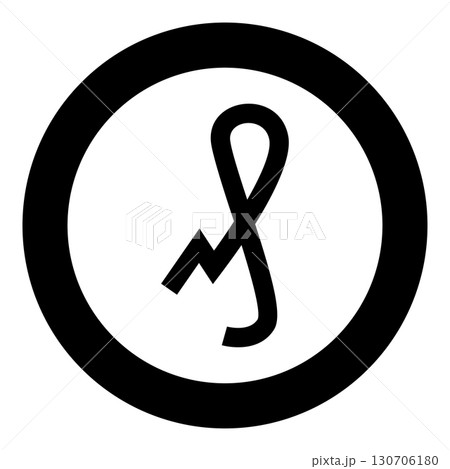 Pfennig German penny sign glyph money symbol icon in circle round black color vector illustration image solid outline style 130706180
