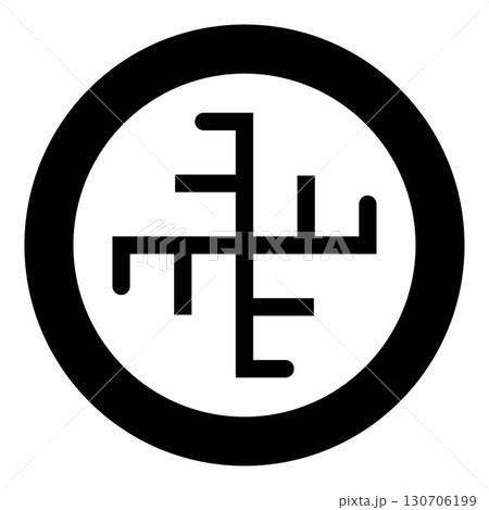 Heavenly cross symbol sign slavic pagan icon in circle round black color vector illustration image solid outline style 130706199
