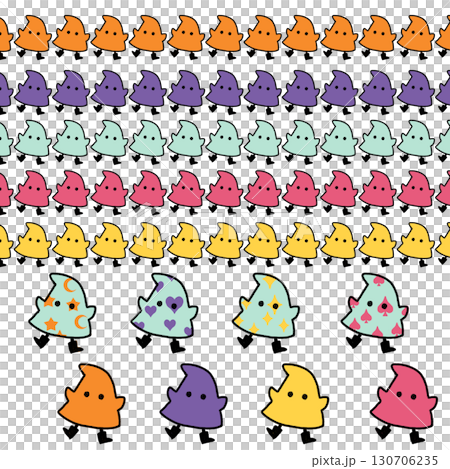 一組色彩鮮豔的可愛萬聖節鬼魂插畫 130706235