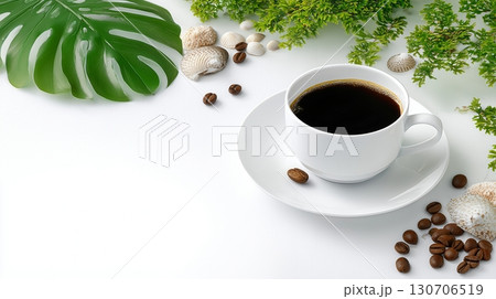 Minimal Workspace with Coffee Free Space for Text or Presentation 130706519