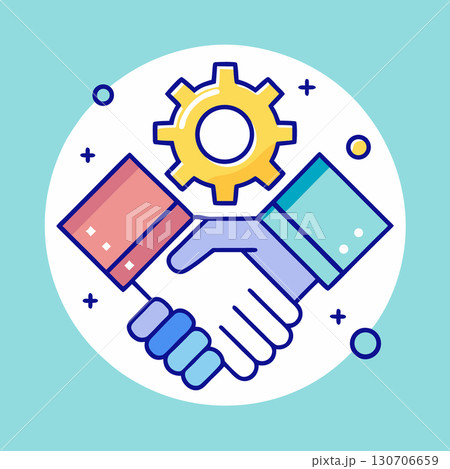 Handshake and corporate deal image. Flat vector illustration. 130706659