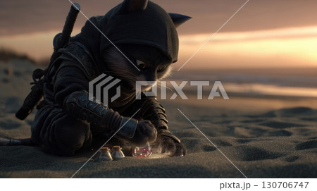 Ninja Cat Crafting Potion at Sunset 130706747