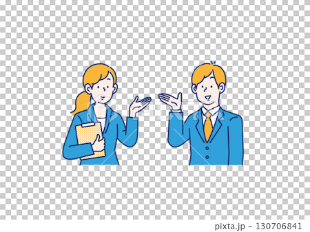 Illustration material of male and female business people giving guidance Illustration material of male and female business people giving guidance 130706841