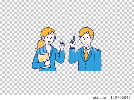 男女商務人士指點的插畫素材 130706842