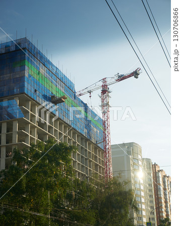 Construction Crane and City Building 130706866