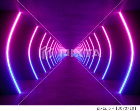 colorful modern lighting with interior empty space, 3d rendering sci-fi concept 130707101