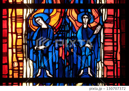 Stained glass window in the parish church of St. Stephen in Wasseralfingen, Germany Stained glass window in the parish church of St. Stephen in Wasseralfingen, Germany 130707372