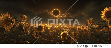 Eclipse Over Sunflower Field Eclipse Over Sunflower Field 130707662