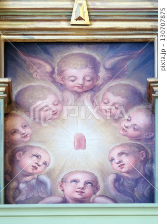 Angels, altarpiece on the altar of the Saint John of Nepomuk in the Basilica of the Sacred Heart of Jesus in Zagreb, Croatia 130707875