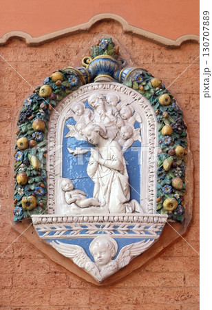 Nativity scene on the house facade in Bologna, Italy Nativity scene on the house facade in Bologna, Italy 130707889