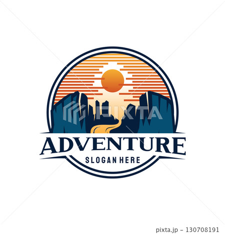 Adventure vintage letter emblem with graphic of Grand canyon 130708191