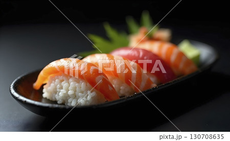 Modern sushi platter arranged artistically 130708635