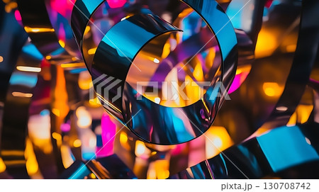 A colorful spiral made of metal A colorful spiral made of metal 130708742