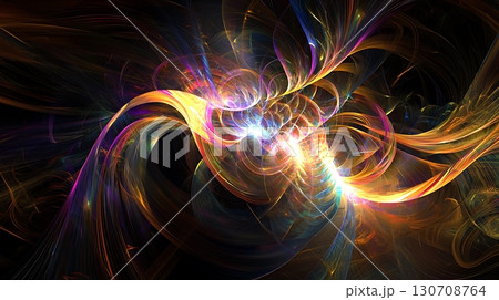 A colorful, swirling mass of light and dark colors 130708764