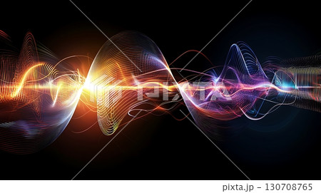 A colorful wave of light with a yellow center A colorful wave of light with a yellow center 130708765